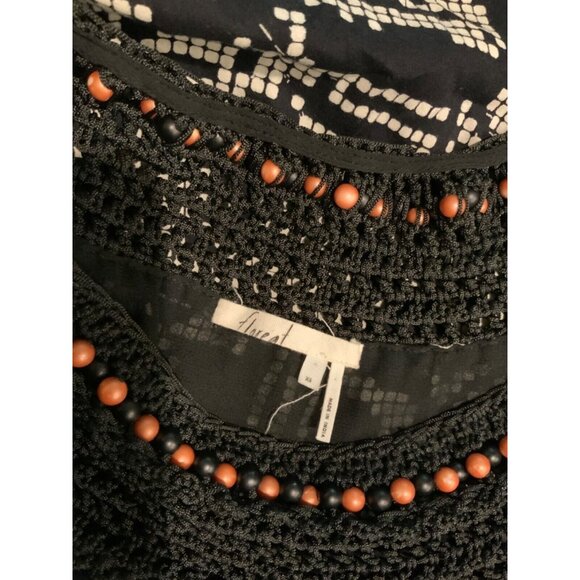 Floreat Anthropologie Black & White Geometric Embroidered Mini Dress, Size XS - Picture 6 of 6